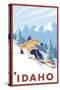 Downhhill Snow Skier, Idaho-Lantern Press-Stretched Canvas