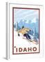 Downhhill Snow Skier, Idaho-Lantern Press-Framed Art Print