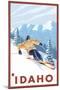 Downhhill Snow Skier, Idaho-Lantern Press-Mounted Art Print