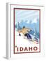 Downhhill Snow Skier, Idaho-Lantern Press-Framed Art Print