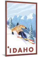Downhhill Snow Skier, Idaho-Lantern Press-Mounted Art Print