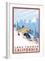 Downhhill Snow Skier, Lake Tahoe, California-Lantern Press-Framed Art Print