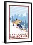 Downhhill Snow Skier, Lake Tahoe, California-Lantern Press-Framed Art Print