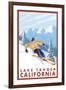 Downhhill Snow Skier, Lake Tahoe, California-Lantern Press-Framed Art Print