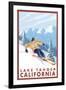Downhhill Snow Skier, Lake Tahoe, California-Lantern Press-Framed Art Print