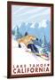 Downhhill Snow Skier, Lake Tahoe, California-Lantern Press-Framed Art Print