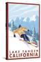 Downhhill Snow Skier, Lake Tahoe, California-Lantern Press-Stretched Canvas