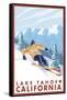 Downhhill Snow Skier, Lake Tahoe, California-Lantern Press-Framed Stretched Canvas