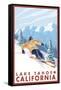 Downhhill Snow Skier, Lake Tahoe, California-Lantern Press-Framed Stretched Canvas