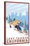 Downhhill Snow Skier, Lake Tahoe, California-Lantern Press-Stretched Canvas