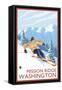 Downhhill Snow Skier, Mission Ridge, Washington-Lantern Press-Framed Stretched Canvas