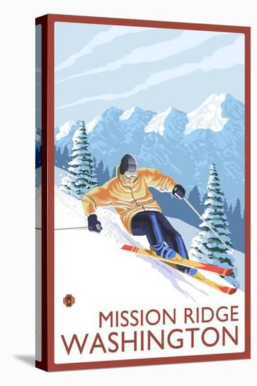 Downhhill Snow Skier, Mission Ridge, Washington-Lantern Press-Stretched Canvas