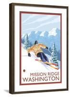 Downhhill Snow Skier, Mission Ridge, Washington-Lantern Press-Framed Art Print