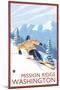 Downhhill Snow Skier, Mission Ridge, Washington-Lantern Press-Mounted Art Print