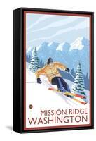 Downhhill Snow Skier, Mission Ridge, Washington-Lantern Press-Framed Stretched Canvas