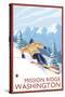 Downhhill Snow Skier, Mission Ridge, Washington-Lantern Press-Stretched Canvas