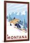 Downhhill Snow Skier, Montana-Lantern Press-Framed Art Print