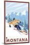 Downhhill Snow Skier, Montana-Lantern Press-Mounted Art Print