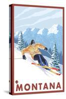 Downhhill Snow Skier, Montana-Lantern Press-Stretched Canvas