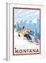 Downhhill Snow Skier, Montana-Lantern Press-Framed Art Print