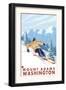 Downhhill Snow Skier, Mount Adams, Washington-null-Framed Art Print