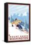 Downhhill Snow Skier, Mount Baker, Washington-Lantern Press-Framed Stretched Canvas