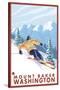 Downhhill Snow Skier, Mount Baker, Washington-Lantern Press-Stretched Canvas