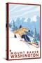 Downhhill Snow Skier, Mount Baker, Washington-Lantern Press-Stretched Canvas