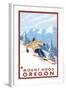 Downhhill Snow Skier, Mount Hood, Oregon-Lantern Press-Framed Art Print