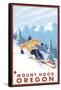 Downhhill Snow Skier, Mount Hood, Oregon-Lantern Press-Framed Stretched Canvas