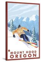 Downhhill Snow Skier, Mount Hood, Oregon-Lantern Press-Stretched Canvas