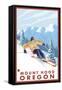 Downhhill Snow Skier, Mount Hood, Oregon-Lantern Press-Framed Stretched Canvas