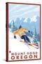 Downhhill Snow Skier, Mount Hood, Oregon-Lantern Press-Stretched Canvas