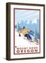 Downhhill Snow Skier, Mount Hood, Oregon-Lantern Press-Framed Art Print