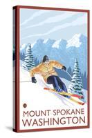 Downhhill Snow Skier, Mount Spokane, Washington-Lantern Press-Stretched Canvas