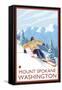 Downhhill Snow Skier, Mount Spokane, Washington-Lantern Press-Framed Stretched Canvas