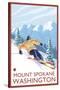 Downhhill Snow Skier, Mount Spokane, Washington-Lantern Press-Stretched Canvas