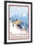 Downhhill Snow Skier, Mount Spokane, Washington-Lantern Press-Framed Art Print