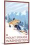 Downhhill Snow Skier, Mount Spokane, Washington-Lantern Press-Mounted Art Print