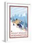 Downhhill Snow Skier, Mount Spokane, Washington-Lantern Press-Framed Art Print