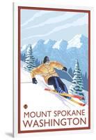 Downhhill Snow Skier, Mount Spokane, Washington-Lantern Press-Framed Art Print