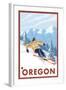 Downhhill Snow Skier, Oregon-Lantern Press-Framed Art Print