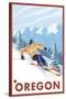 Downhhill Snow Skier, Oregon-Lantern Press-Stretched Canvas