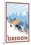 Downhhill Snow Skier, Oregon-Lantern Press-Framed Art Print