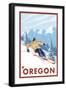 Downhhill Snow Skier, Oregon-Lantern Press-Framed Art Print