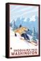 Downhhill Snow Skier, Snoqualmie Pass, Washington-Lantern Press-Framed Stretched Canvas