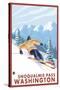 Downhhill Snow Skier, Snoqualmie Pass, Washington-Lantern Press-Stretched Canvas