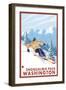 Downhhill Snow Skier, Snoqualmie Pass, Washington-Lantern Press-Framed Art Print