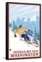 Downhhill Snow Skier, Snoqualmie Pass, Washington-Lantern Press-Framed Stretched Canvas