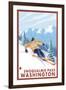 Downhhill Snow Skier, Snoqualmie Pass, Washington-Lantern Press-Framed Art Print